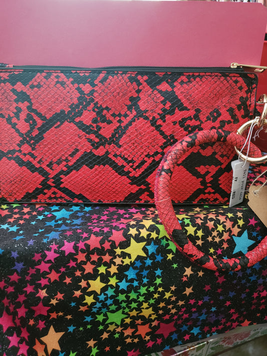 LEATHER SNAKESKIN POUCH