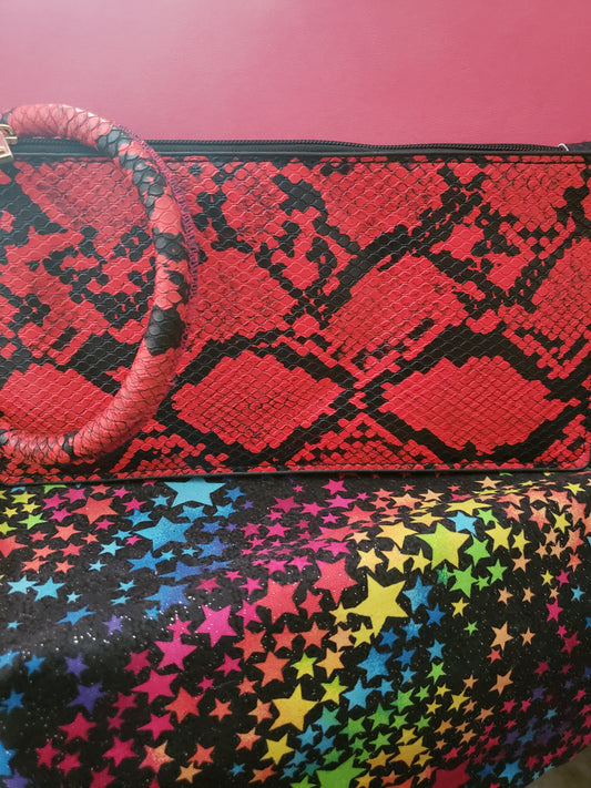 LEATHER SNAKESKIN POUCH